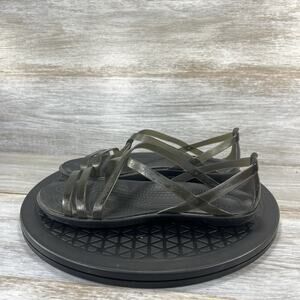 Crocs Womens Isabella Strappy Black Jelly Comfort Slip On Sandals Size 6